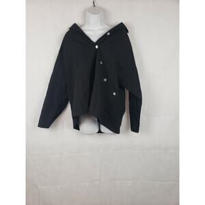 EUC Susans Women's Black Blouse Size S Cross Button Down Cotton & Polyester